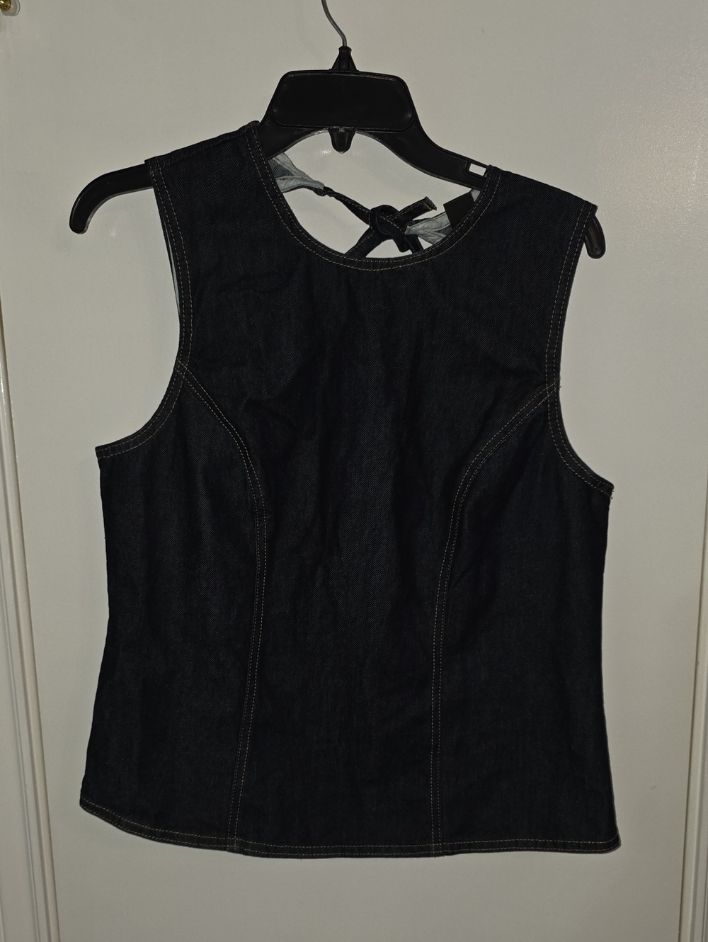 wild fable Black Denim Sleeveless Tie-Back Top